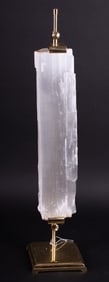 Selenite Log on Brass Mineral Stand