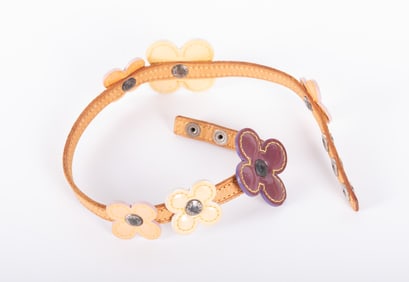 Louis Vuitton Vintage Flower Leather Wrap Bracelet