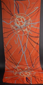Hermes Attrape Tes Revee Silk Chiffon Long Scarf with Box