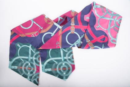 Eperon d" Or Hermes Maxi Twilly Scarf with Original Cylindrical Box