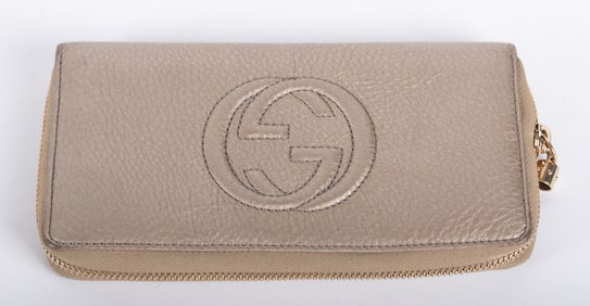 Italian Gucci Soho Leather Zip Around Wallet