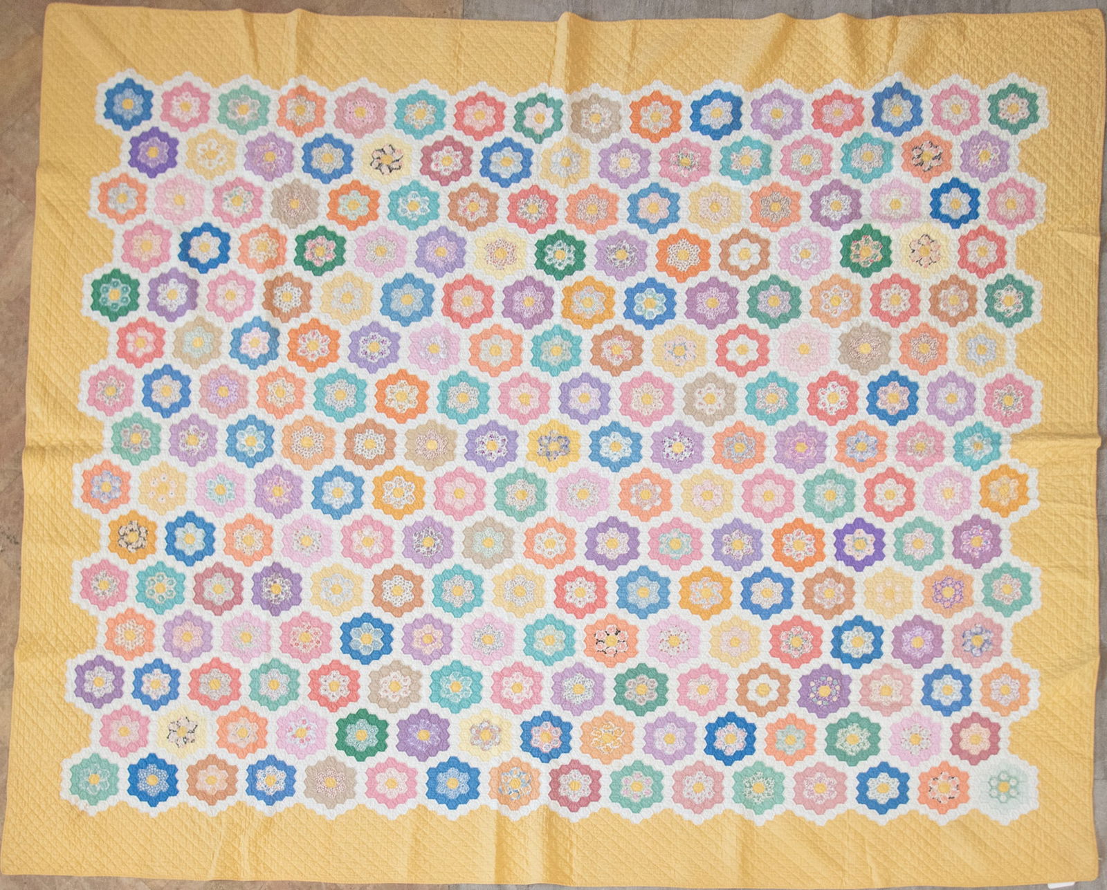 Grandmother's Flower Garden Variation Quilt 1930 - post 1950, American (1 of 5)