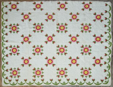 Rose of Sharon Variation Quilt 1850, American