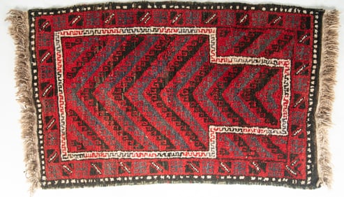 Handwoven Afghan Baluch Tribal Throw Rug