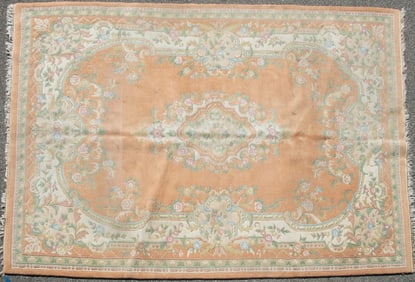 Handwoven Indian Aubusson Design Room Rug.