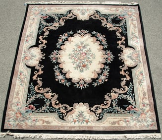 Handwoven Indian Aubusson Design Sculpted Room Rug