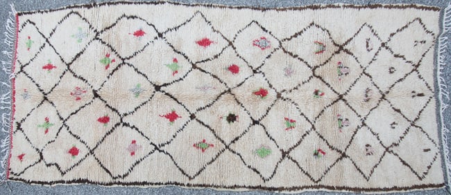 Antique Moroccan Beni Ourain Hall Rug