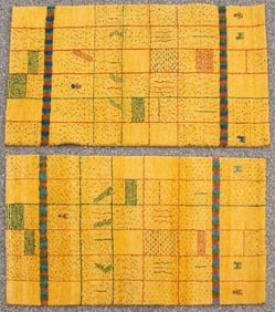 Pair Of Modern Woven Throw Rugs