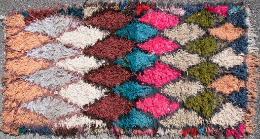 Two Moroccan Boucherouite Diamond Rugs