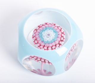 A Baccarat Millefiori and Double-Overlay Paperweight