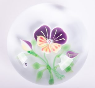 A Baccarat Pansy Lampwork Paperweight