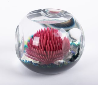 A Peter Holmes Selkirk Glass Paperweight, Rockpool