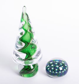 Two Murano Glass Paperweights Pieces