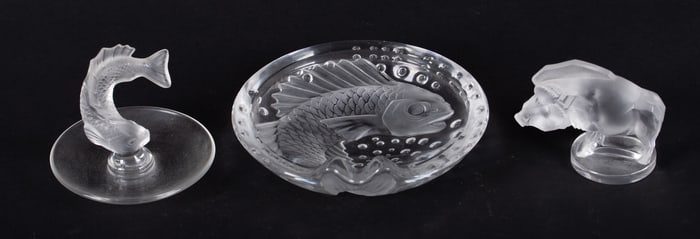Three Lalique Crystal Table Articles