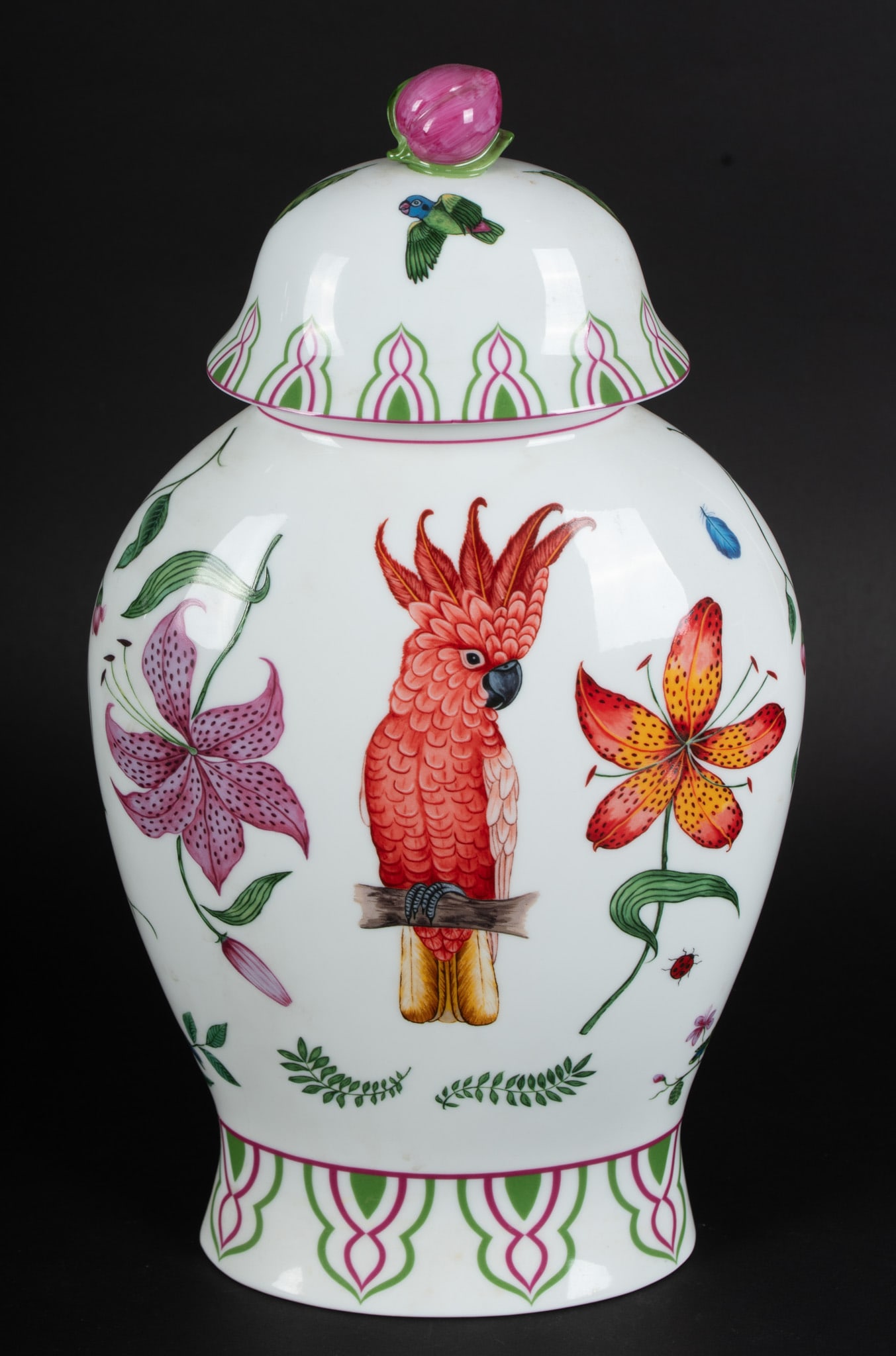 A Lynn Chase Parrots of Paradise Covered Vase (1 of 4)