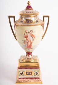 A Royal Vienna Porcelain Urn on Stand