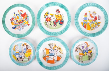 Group of Six Scene Platters from Desimone Italy