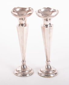 A Pair of Stylized Art Deco Sterling Silver Vases