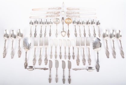 Whitings Lily Sterling Silver Flatware 46 Pieces