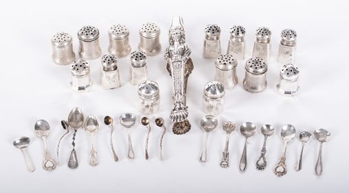 Collection of Sterling Silver featuring Continental Figural Queen Salt Tongs