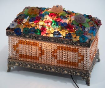 A Fine Czechoslovakian Beaded Glass Table Lamp