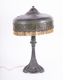 An Art Nouveau Patinated Metal Table Lamp