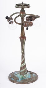 A Rare Tiffany Studios Mosaic and Bronze Dragonfly Lamp Base