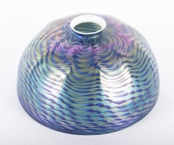 A Rare Tiffany Favrile Glass Damascene Lamp Shade