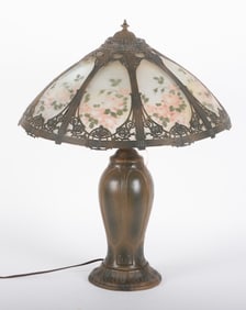 A Rainaud Art Nouveau Reverse Painted Table Lamp