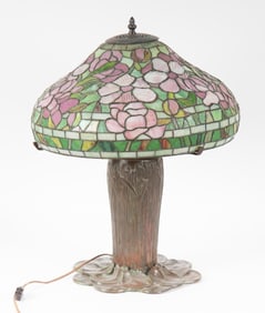 A Tiffany Studios Style Leaded Glass Table Lamp