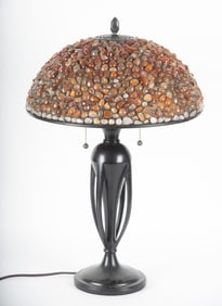 An Arts & Crafts Style Table Lamp with Mosaic Stone Shade
