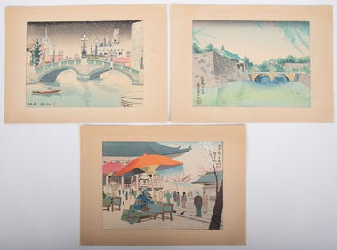 Tomikichiro Tokuriki, Japanese 1902-2000, (3) Three Works, woodcuts