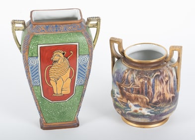 Two Unusual Nippon Porcelain Vases