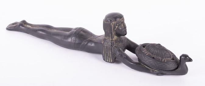 An Art Deco Egyptian Revival Full Figure Incense Burner