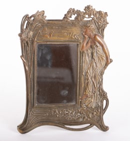Art Nouveau Painted Iron Mirror