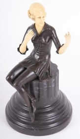 Art Deco Bronze Woman Sitting signed Preiss