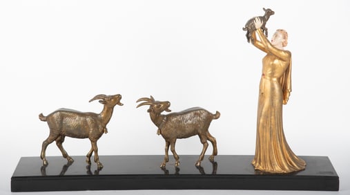Large Art Deco Sculpture on Marble Base