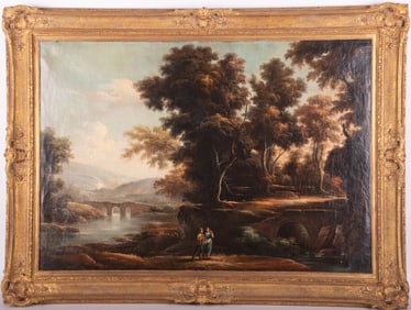 Continental School 18th Century, Travellers on a Path, oil on canvas