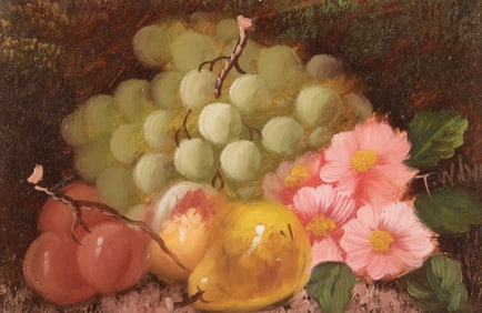 T. Wilcox, Late 19th-Early 20th Century, Still Life of Fruit and Flowers, oil on board