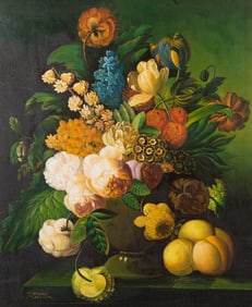 Terance Alexander, United Kingdom 20th C, Still Life with Flowers, Oil on Canvas