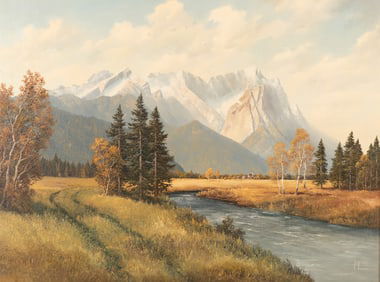 Meyer Muenchen, Germany (b. 1890), Mountains, oil on canvas