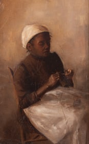 Attributed to Gilbert Gaul, New York, Tennessee, New Jersey (1855-1919), Portrait of Seamstress, oil