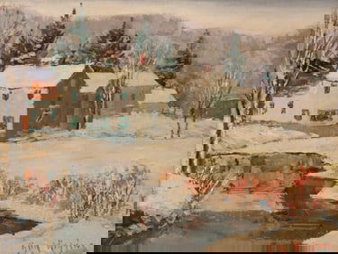 Guy Carleton Wiggins, New York, Connecticut, Florida (1883-1962), Winter in Lyme, Connecticut, oil