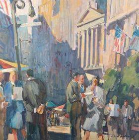 Charles J. Movalli, American (1945-2016), Wall Street, acrylic on canvas