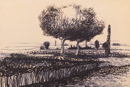 Dennis Allen Lustick, American (b. 1953), Landscape #2, felt tip marker on paper