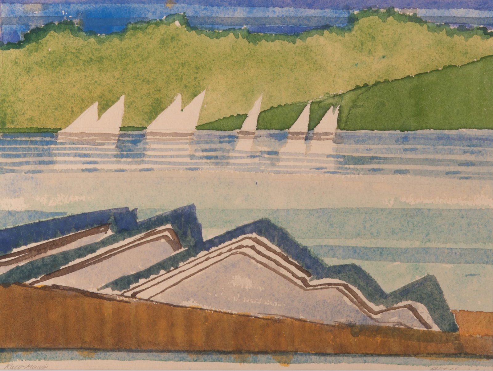 Robert Smith, St. Louis (1926-2018), Race Maine, watercolor: Robert SmithSt. Louis, (1926-2018)Race Mainewatercolorsigned lower right in pencil, framed7 1/2 x 10 inches; 14 1/4 x 16 1/4 inches (framed)