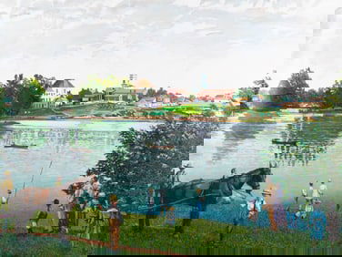 Clifford W. Satterthwaite, Virginia, Pennsylvania (b. 1934), Chouteau's Pond, oil on canvas