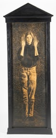 Jeff Aeling, American (1958-2025), Full-Length Portrait of a Woman, Carved wood panel