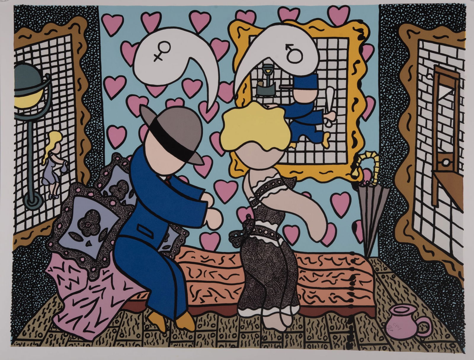 William Nelson Copley, American (1919-1996), Man and Woman, 1978, screenprint, ed. 142/200: William Nelson CopleyAmerican, (1919-1996)Man and Woman, 1978screenprint, ed. 142/200signed and numbered in pencil lower right, unframed.Paper: 26 x 34 inches