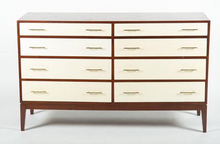 Mitchell Gold and William Hughes Mid Century Modern Eight Drawer Dresser.